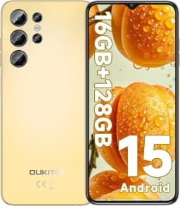 OUKITEL C1 Android 15 Cell Phone Unlocked 2025-16GB+128GB(TF 1TB), 6.52'' Waterdrop Screen, 5150mAh Battery Smartphone, 13MP Camera