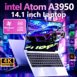 FUCHU 2026 Laptop Intel Atom X7 A3950 12GB RAM 1TB 2TB SSD 14.1 Inch Ultra Slim Computer Windows 11 pro Gaming PC for Office Study Business