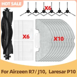 Compatible For Airzeen R7/ J10, Laresar P10 Vacuum Parts Main Side Brush Filter Mop Cloth Replacement Accessories
