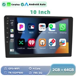 Podofo Wireless CarPlay Android Auto Car Stereo Radio 10''2+64GB 2Din Universal Car Multimedia Player BT GPS FM WIFI Autoradio