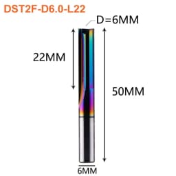 Dreanique 1pc 3.175 4 6 8mm Shank DLC Coatting 2 Flutes Carbide Straight Flute End Mill Bit CNC Milling Tool Slot Milling Cutter