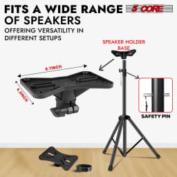 5Core Speaker Stand Tripod 2Pcs Tall Adjustable 72 Inch DJ Studio Monitor Stands Pole Mount