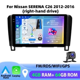 Podofo 4GB+64GB Car Radio Wireless Carplay Android Auto Audio Stereo 9 Inch 2 Din DVR GPS BT For Nissan SERENA C26 2012-2016
