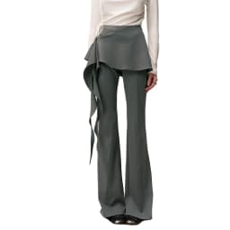 ELFSACK Y2K Flare Pants with Detachable Front Skirt, Stretchy Knit Sweet Trousers, Casual Streetwear Bottoms for Women