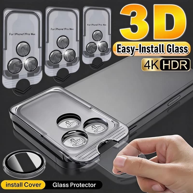 1-3Sets Easy Install Clear AR Lens Cap For iPhone 18 17 Pro Max Duo 17Air 18Pro 18PM Dust Free Camera Protector Tempered Glass