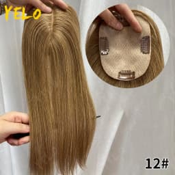 17 Inch Human Hair Toppers With 4 Clips 100% Straight Human Hair Topper Human Hairpieces 4inch×5inch Injection Base for Women