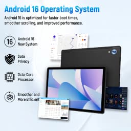 X108 10.1 Inch Android16 Tablet PC Octa‑Core A537 30GB(6+24GB Virtual) 128GB ROM Built‑in Gemini AI Agent Widevine L1 3D Face Unlock Tablet Complete Bundle With Keyboard Mouse Case Stylus Pen Headphones Charger`