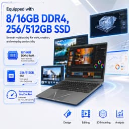 Brand New 15.6" Laptop Computer Intel Core i3-6100U 8GB 16GB RAM 256GB 512GB SSD Notebook Windows 10 Pro FHD IPS 1920x1080 Screen WiFi 5 Bluetooth 5.2 Business Office Laptop Backlit Keyboard Lightweight Portable PC with Keyboard Cover Multilingual systems