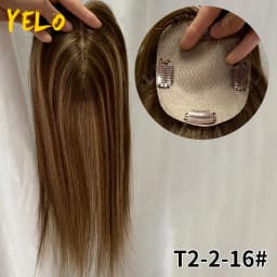 17 Inch Human Hair Toppers With 4 Clips 100% Straight Human Hair Topper Human Hairpieces 4inch×5inch Injection Base for Women