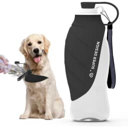 Superdesign Large Capacity Foldable Dog Water Bottle - Portable Design, Leak-Proof and Durable Material, Ergonomic Handle and Strap, 20 Ounces Suitable for Camping, Hiking, Outdoor Adventures, Pet Hydration Equipment, Stylish Pet Accessory