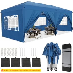3x6m Pop-up Gazebo Foldable Party Tent with 6 Sidewalls, Easy Assembly for Weddings, Commercial Use, UV50+ Protection Steel Frame