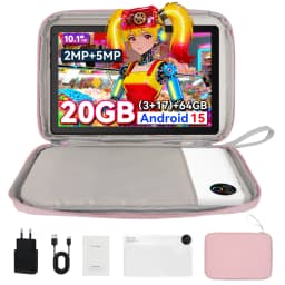 URAO KB1001 10.1 Inch A333 Five-Core Tablet PC Widevine L1 Certified Android 15 20GB(3+17GB Virtual) RAM 64GB ROM 5000mAh HD 800*1280 Screen White Black Dual Color Single Tablet 1TB TF Expand Streaming Office Learning Tablet