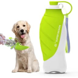 Superdesign Large Capacity Foldable Dog Water Bottle - Portable Design, Leak-Proof and Durable Material, Ergonomic Handle and Strap, 20 Ounces Suitable for Camping, Hiking, Outdoor Adventures, Pet Hydration Equipment, Stylish Pet Accessory