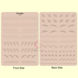 Microblading Practice Skin Pattern Sheet Pre-Printed Brow Mapping Guide Flexible Silicone Pad for Precise Hair Strokes & Shading