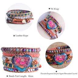 Unique Mix Strands Leather Bracelet Multicolor Natural Stone Woven Wrap Bracelets Bohemian Bracelet Drops Hipping