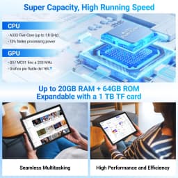 10 Inch Android 16 Tablet with Face ID 20(3+17)GB+64GB/1TB TF OTG IPS 1280*800 WiFi 6 BT5.3 Dual Camera 5MP+8MP 6000mAh Widevine L1 Support