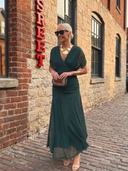 Elegant Off Shoulder Chiffon Maxi Dress Women's Solid V Neck Short Sleeve Floral Print Mesh Slim Wedding Guest Party Long Dress