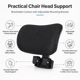 Height Adjustable Office Computer Chair Headrest Add-on Neck Support Pillow Ergonomic Chair Head Cushion for Backrest