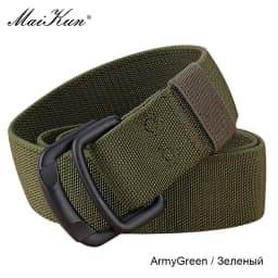 Maikun Double Metal Buckle Belt Elastic Nylon Elastic Men's Trendy Casual Belt Canvas Braided Belt