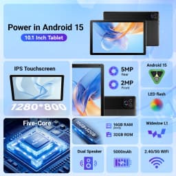 BUFO KB1004 10.1 Inch A333 Penta Core Tablet 16GB(3+13G) RAM 32GB ROM Android 15 800*1280 HD LCD Screen 5000mAh Battery 2MP Front 5MP Rear Camera Widevine L1 Support TF Card Up to 1TB Tablet PC