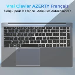 Laptop Laptop Full HD + Intel Celero N5095, 16 Go RAM, 512 Go SSD, Keyboard AZERTY French backlit with digital keypad, fingerprint unlock, Windows 11, WiFi Dual Band, bluetooth, PC Portable ideal for