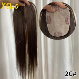 17 Inch Human Hair Toppers With 4 Clips 100% Straight Human Hair Topper Human Hairpieces 4inch×5inch Injection Base for Women