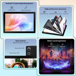 URAO 10.1 Inch Octa Core Tablet PC 10(3+7)GB RAM 64GB ROM Android 14 LCD 1280*800 HD 5000mAh Lightweight Student Daily Tablet Support TF Card 1TB Expand Back To School Study Entertainment Tablet