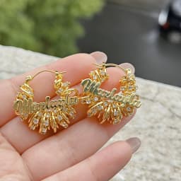 DUOYING Custom Name Wrap Earrings Tennis Chain Nameplate Chunky Earrings 30mm Stainless Steel Hoops For Women Jewelry Gift