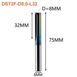 Dreanique 1pc 3.175 4 6 8mm Shank DLC Coatting 2 Flutes Carbide Straight Flute End Mill Bit CNC Milling Tool Slot Milling Cutter