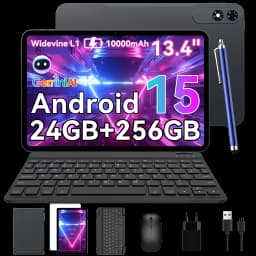 KINGRID T60 Pro Tablet Android 13.4" Android 15 Tablet PC, 120Hz Display, 24GB RAM + 256GB ROM, 10000mAh Battery, Octa-Core Gaming Tablet, 5G WiFi