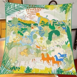Silk Scarf Women Trees Printed Square Scarves Head Echarpes Silk Foulards Femme Wraps Beach Shawls Bandana Lady Hijabs 90CM