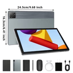 G13L Gray 10.1 Inch Android 16 Tablet PC Octa‑Core Processor 36GB(6+30GB Virtual) 128GB ROM 1TB Expand WiFi6 6800mAh Fast Charging 5MP+8MP Dual Camera Full Accessory Bundle Keyboard Mouse Stylus Case Headset Business Learning Tablet US Local Warehouse
