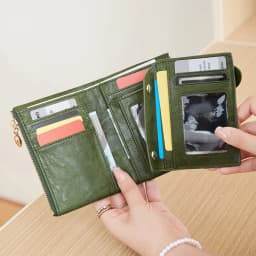Retro Wallet Women's Short Three Fold Large Capacity Double Zipper ID Credit Card Holder Minimalist Solid Color Lady Coin Purse