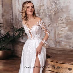 Elegant A-Line Long Sleeves Wedding Dress Modern Side Slit Organza Customized Bridal Gowns Luxury Appliques Scoop Robe de mariée