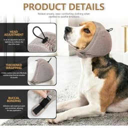Dog calming cap, equipped with a 0.79 foam pad, designed for noise reduction and anxiety relief.