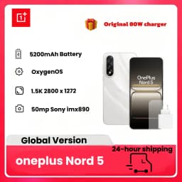 OnePlus Nord 5 Smartphone , 6.83 Inch AMOLED Display, Snapdragon 8s Gen 3, Dual Camera 50 MP, 5200mAh Battery, with 80W Charger