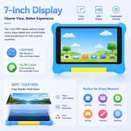 New KB09 7‑inch Children Tablet A333 5‑Core Processor 24(3+21)GB Virtual‑Expanded RAM 32GB Storage Android15‑Go WiFi6 BT5.4 Widevine L1 HD Streaming Kids Learning Tablet