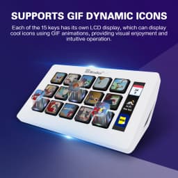 MiraBox 293S Stream Deck Macro Keypad โ 15 Customizable LCD Keys for OBS, Music, Web & Productivity, Drag & Drop Setup