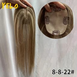 17 Inch Human Hair Toppers With 4 Clips 100% Straight Human Hair Topper Human Hairpieces 4inch×5inch Injection Base for Women