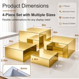 4Pcs Acrylic Display Stands Gold Food Risers for Buffet Table Clear Plastic Cake Stand Holder for Wedding Party Decor