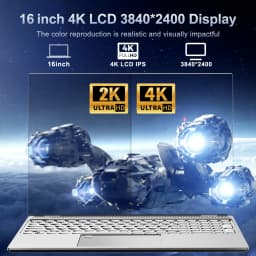 16 Inch 4K Windows 11 Pro Laptop | Intel 12th Gen N95 32GB DDR4 + 2TB M.2 SSD All-Round Notebook Fingerprint Unlock