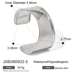 Uworld Unique Stainless Steel Metal Wide Cuff Open Bracelet Bangle 18K Gold PVD Plated Waterproof Fashion Essential Jewelr