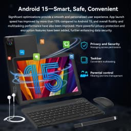 URAO 10.1 Inch Android 15 Tablet PC 20GB RAM 64GB ROM A333 Five Core Processor HD Display WiFi Tablet Computer with Keyboard Mouse Optional Portable Tablet for Study Entertainment UK Local Stock Tax Included