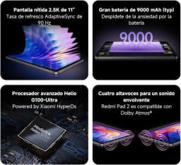 Xiaomi Redmi Pad 2 Wifi Battery 9000Mah 5 2.5K 90Hz Display Mediatek Helio G100-Ultra Hyperos Ipv6 8Mp Camera Fast Charge