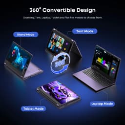 HYPERSTRIX 15.6 Inch 2-in-1 Touchscreen Laptop, 360° Flip Convertible Notebook, Core M3-8100Y, 16GB RAM 512GB SSD, FHD IPS Display, WiFi 5, BT 5.1, Lightweight Computer for Work, Study & Travel