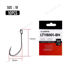 LETOYO forged shank Barbed oversize eye Fishhook for spoon lure High Carbon Steel black nickle spinner hook for Stream fishing