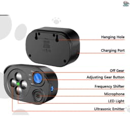 For 1 Dog M-257 Ultrasonic Dog Bark Stopper Automatic Working Mode Dual Transmitter Design Long Range 20 Meter Detection USB Fas