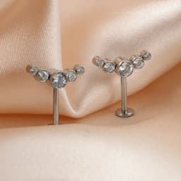 Right Grand ASTM F136 Titanium Stud Cluster CZ Earring Internally Threaded Helix Rook Daith Conch Tragus Cartilage Ear Piercing
