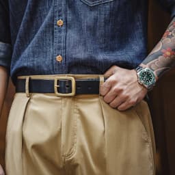 Maden New Cowhide Material Ancient Cloth Printed Vegetable Tanned Belt Boro Style Cowhide Pin Buckle Retro Belt for Men
