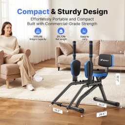 MERACH Hip Abductor Machine Butt Toning Leg Trainer Adjustable Resistance Glute & Outer Thigh Workout Equipment for Home Gym Booty Builder with Bands and Dual Foot Bar 360° Rotating Leg Pads for Women/Sedentary/Postpartum Recovery
